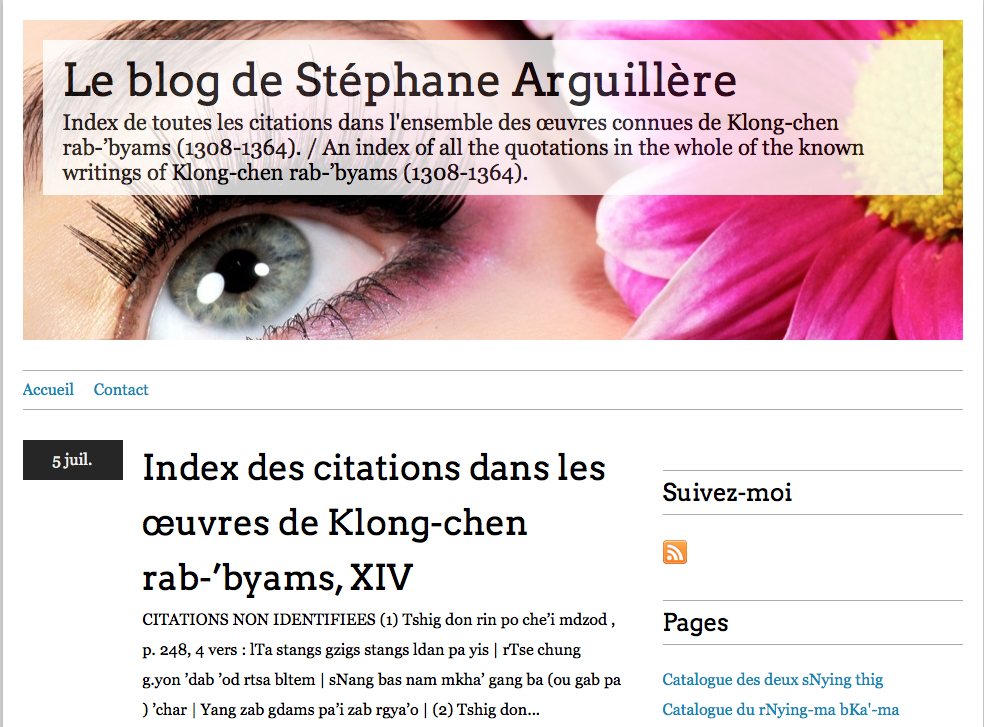 Stéphane Arguillère’s blog on Klong chen pa